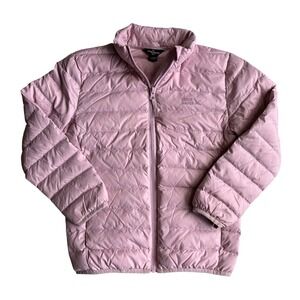 Eddie Bauer Girls Neutral Pink Packable Down Puffer Jacket 650 Fill Coat S 6/7